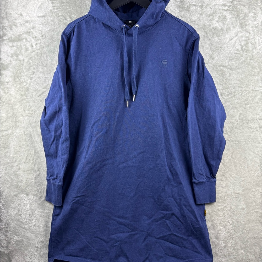 G-STAR RAW Sweatshirt Dress Lash Hem Hooded Blue‎ Womens Large Preppy Utility